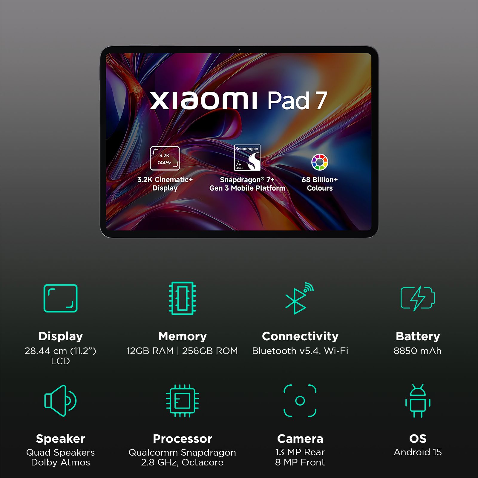 Androidタブレット本体 XiaomiPad 7 Gray 12GB RAM 256GB ROM XIAOMI シャオミ Xiaomi Pad 7 Gray 8G＋256G ［11.2型 /Wi-Fi